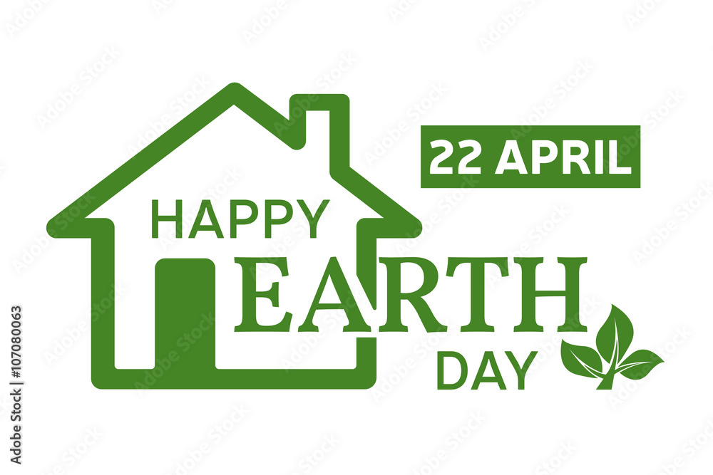 Happy Earth Day greeting card. Vector illustration with the hous Happy Earth Day greeting card. Vector illustration with the hous