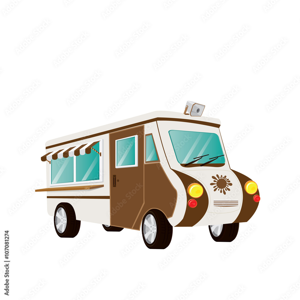 food car with awning on white background 4