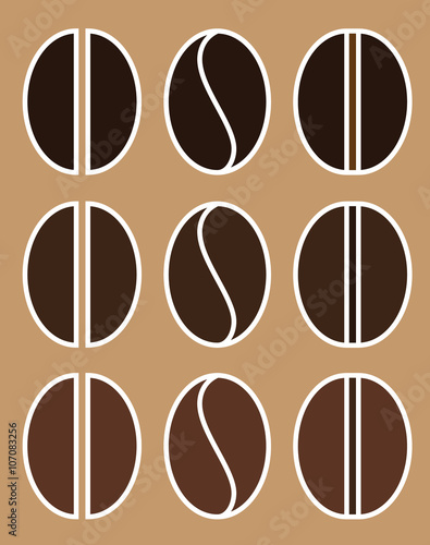 arabica and robusta coffee beans different roast colour flat icon set vector illustration