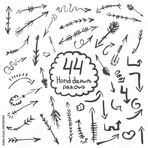 Big collection of hand drawn arrows and symbols. Set of vector illustration. illustration of highlighter elements