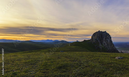 Sacred Mountain Beshbarmak in Azerbaijan at sunset