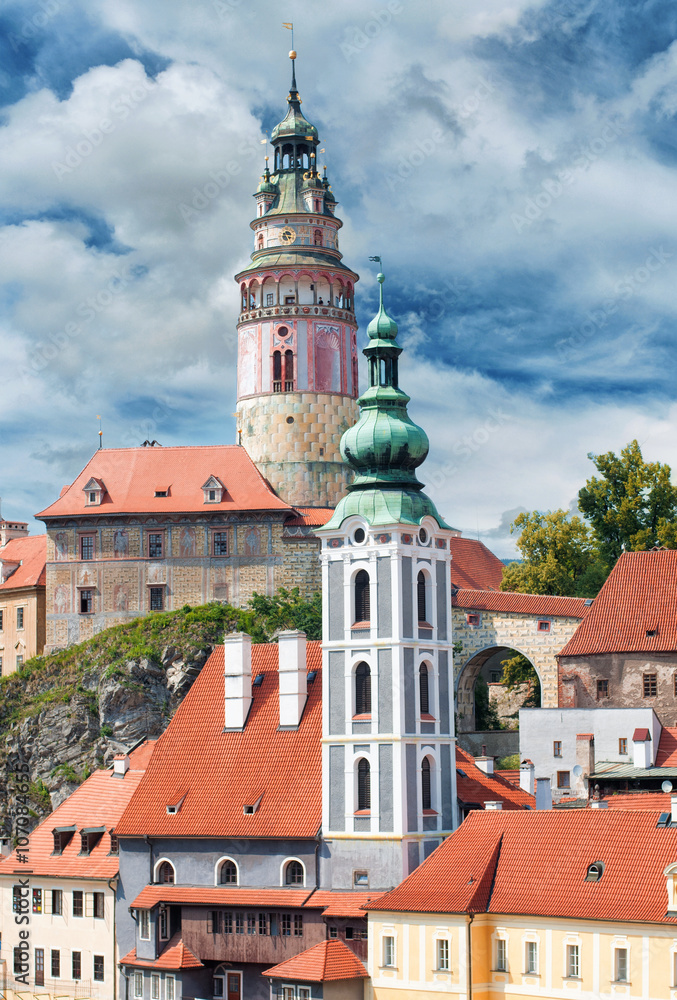 Historical city center of Czech Krumlov in Czech republic