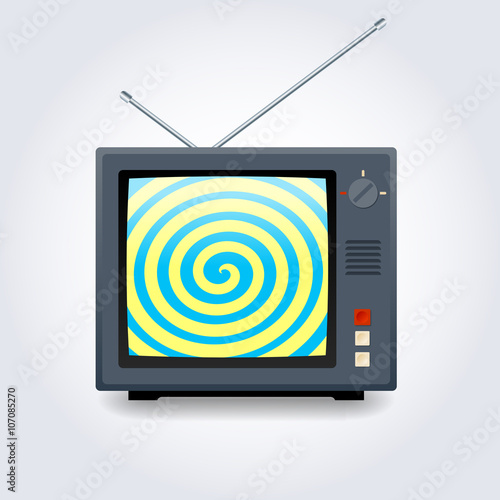 TV set with hypnotic spiral on screen