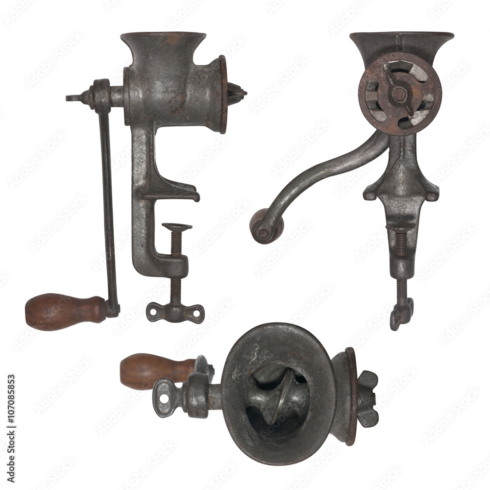 Fototapeta premium vintage meat grinder isolated on white