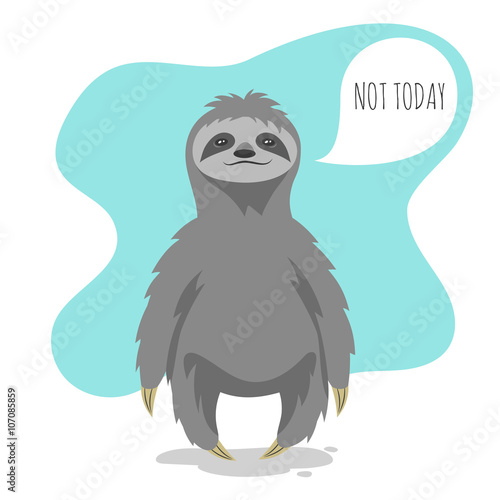 Vector illustration of lazy sloth with the speech bubble 