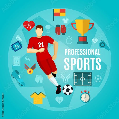 Professional Sports Flat Icon Set