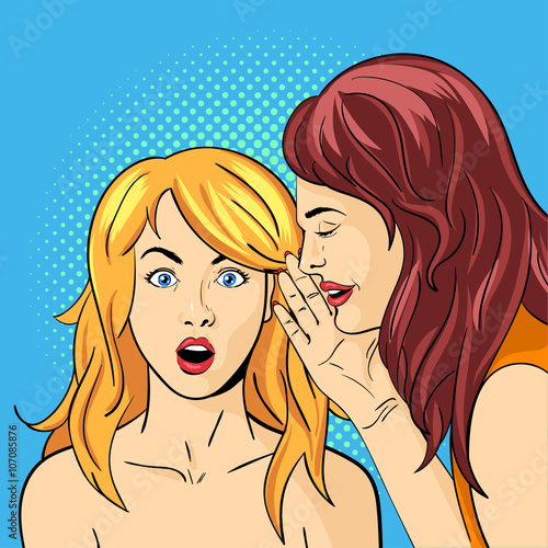Vector pop art surprised woman face with open mouth 