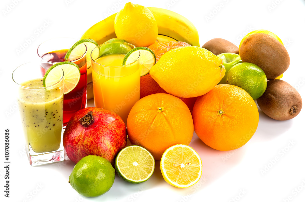 Assortment of exotic fruits isolated on white Assortment of exotic fruits isolated on white