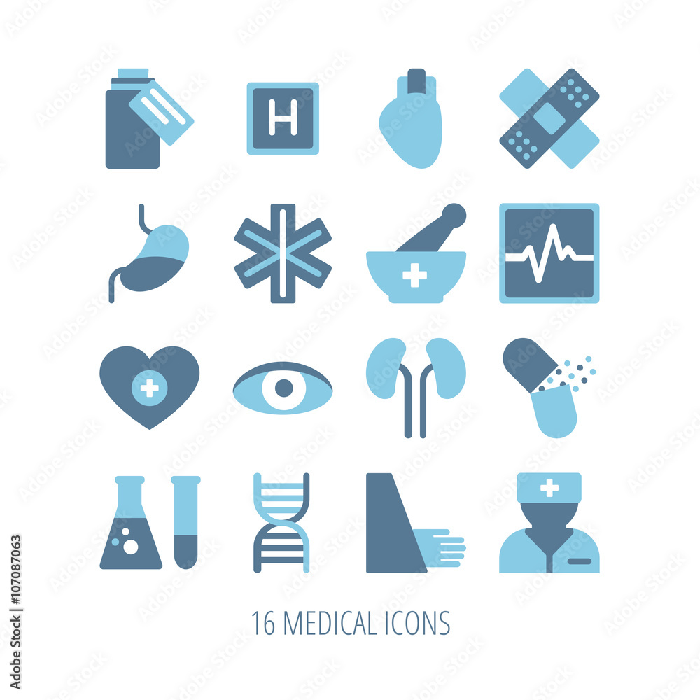Medical icons on white background. Vector elements Medical icons on white background. Vector elements
