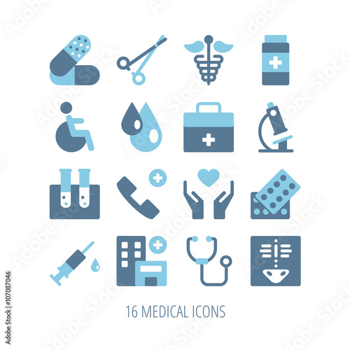 Medical icons on white background. Vector elements