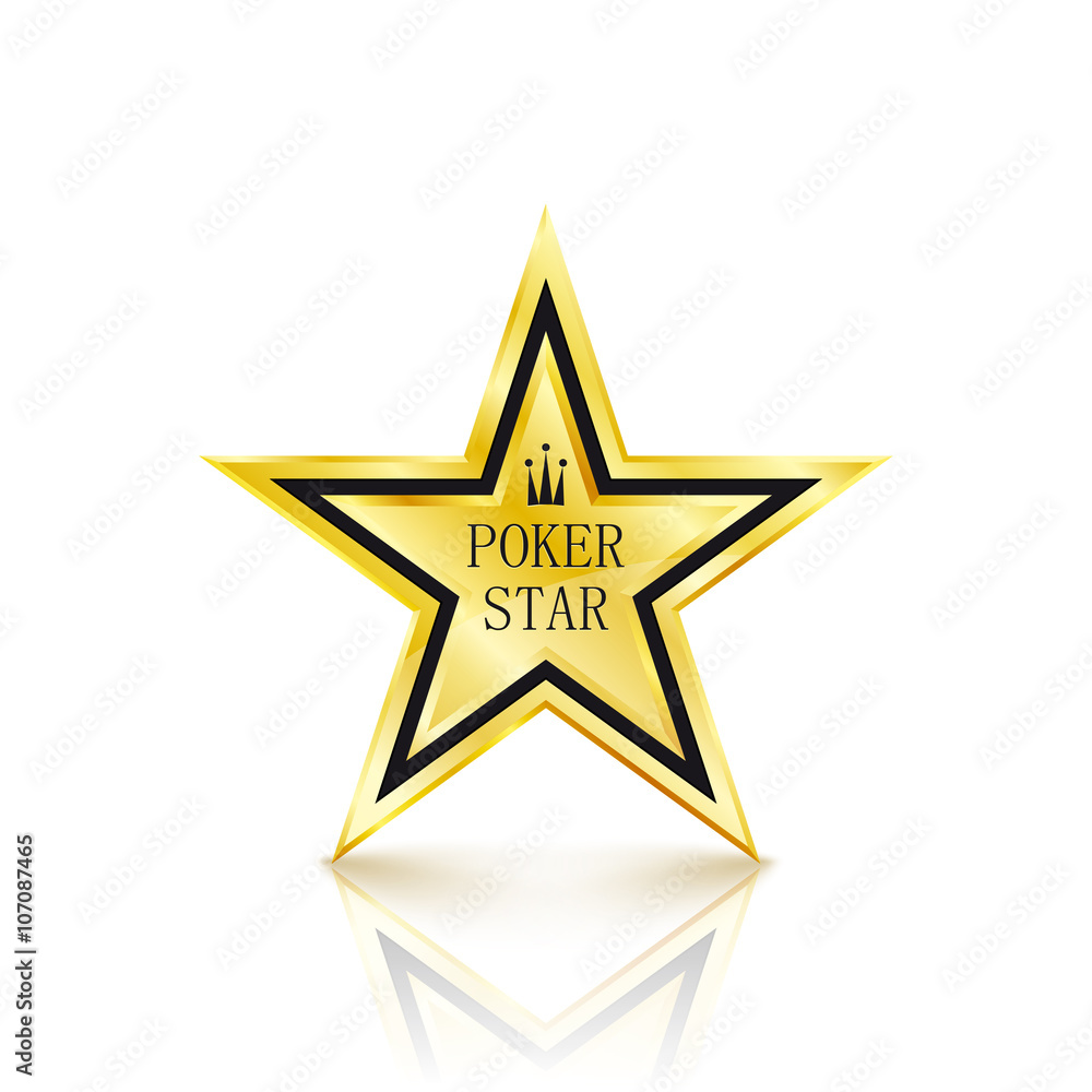 Fototapeta premium Golden star on white background. Poker concept. Vector Illustration