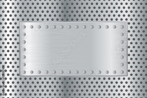 Metal plate on steel background