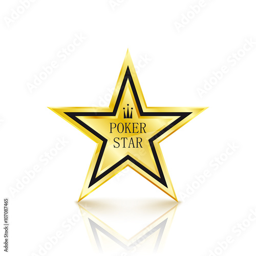 Golden star on white background. Poker concept. Vector Illustration
