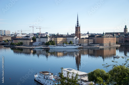 Utsikt över Riddarholmen från en utkiksplats på Söders höjd photo