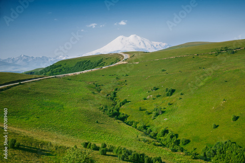 mountain road to the volcano Elbrus