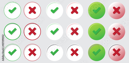 yes no check choice mark button vector web element isolated vote icon set