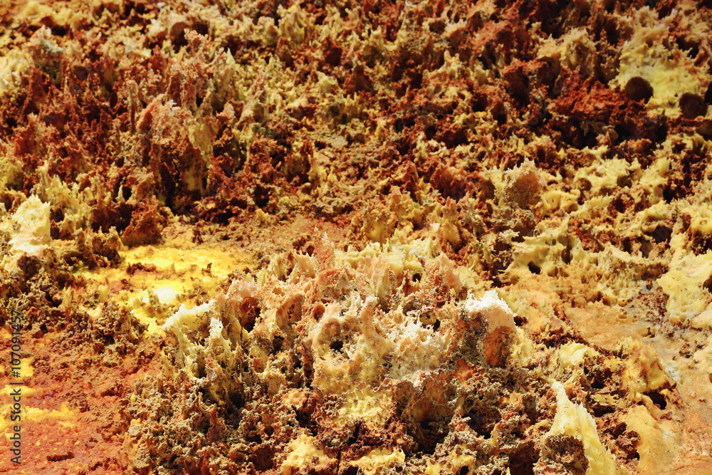 Mineral crust-Dallol mountain rising 50-60 ms.over Lake Karum-Assale. Danakil-Ethiopia. 0324 Mineral crust-Dallol mountain rising 50-60 ms.over Lake Karum-Assale. Danakil-Ethiopia. 0324