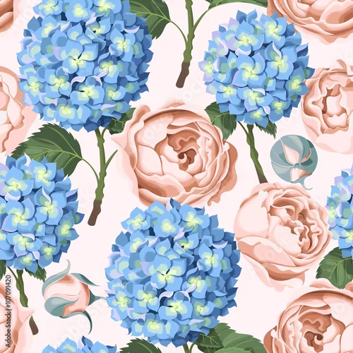 Tapety Hortensja i piwonia bez szwu