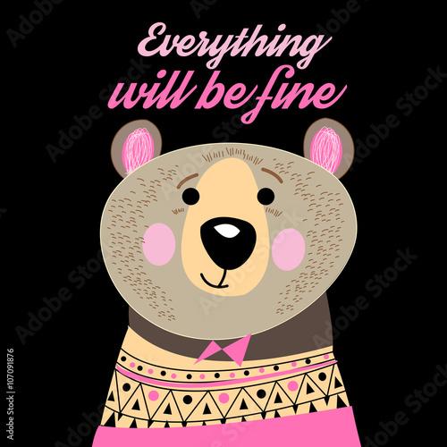 Graphic portrait of a funny bear