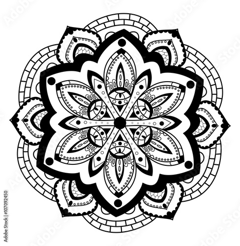 Black and white mandala vector for coloring, mandala in bianco e nero vettoriale da colorare
