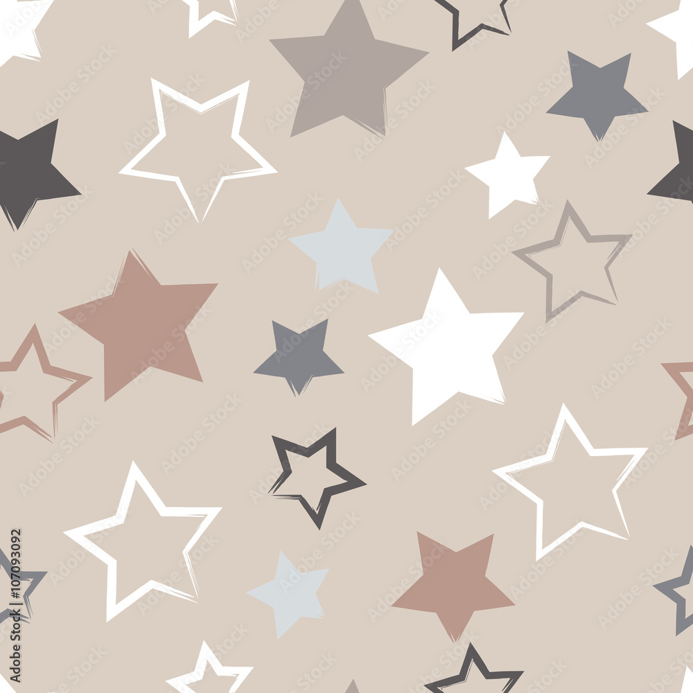 Cute vector seamless pattern . Brush strokes, stars. Endless texture can be used for printing onto fabric or paper Cute vector seamless pattern . Brush strokes, stars. Endless texture can be used for printing onto fabric or paper