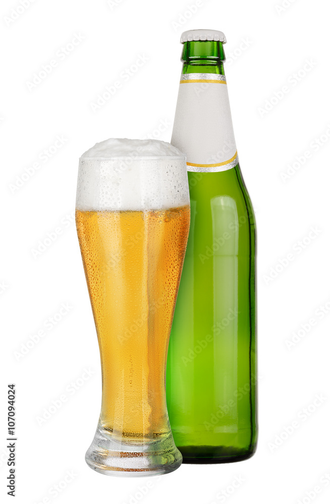 Glass and bottle of beer Glass and bottle of beer