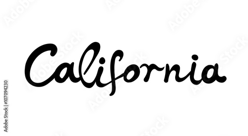 Hand-written word CALIFORNIA, vector lettering