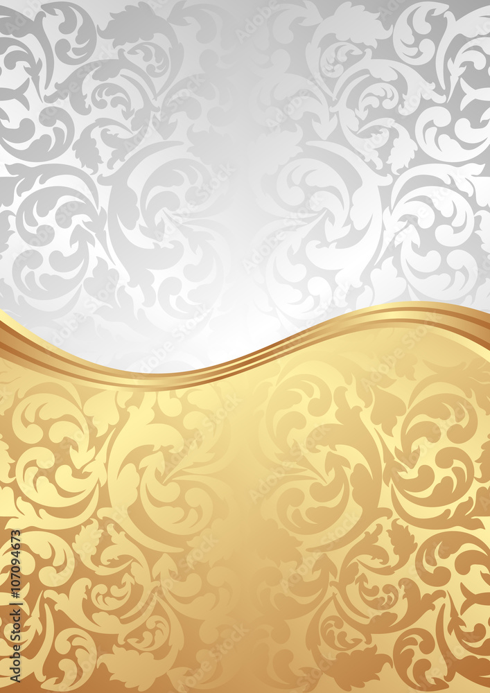 golden and silver background with vintage pattern