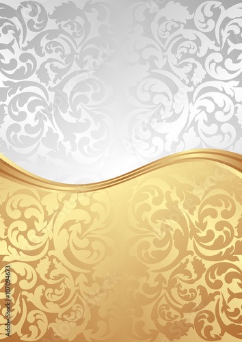 golden and silver background with vintage pattern