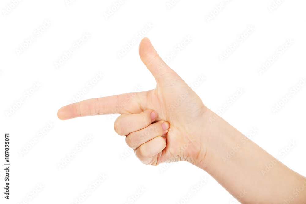 Woman's two finger like a gun