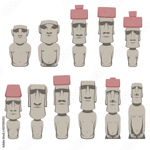 Easter Island Infographic / moai bird man and other polynesian symbols