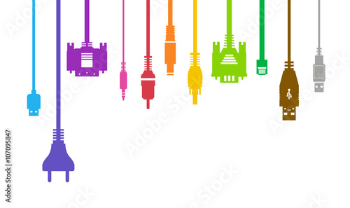 Plug Wire Cable Computer colorful illustration