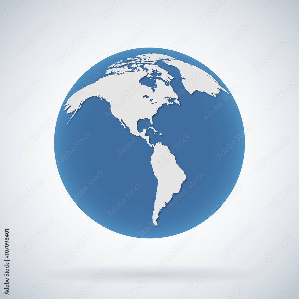 Map of the world globe with shadow on white background - stock vector ...