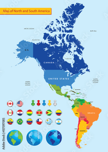 Map of North and South America