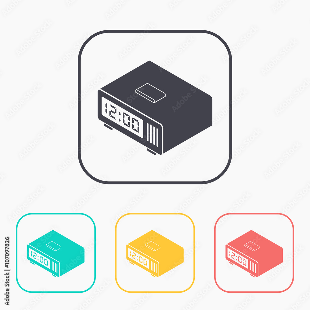 Fototapeta premium digital alarm clock isometric 3d color icon set