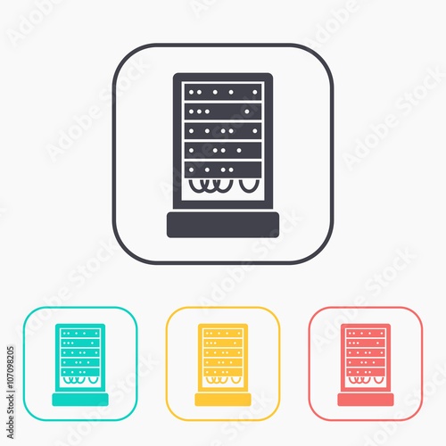 server cabinet vector color icon set