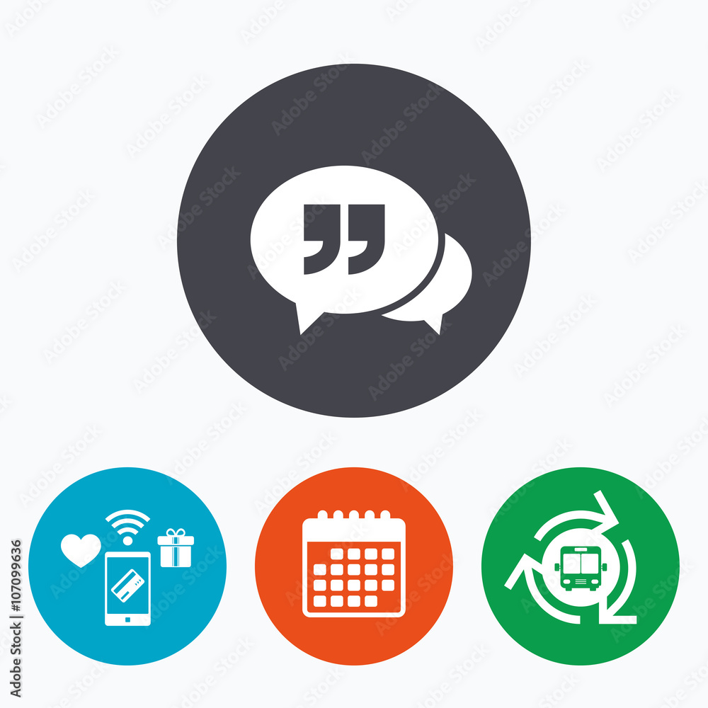 Chat quote sign icon. Quotation mark symbol. Chat quote sign icon. Quotation mark symbol.