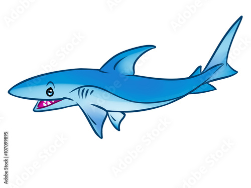 Reef shark predatory fish cartoon illustration isolated image animal character 