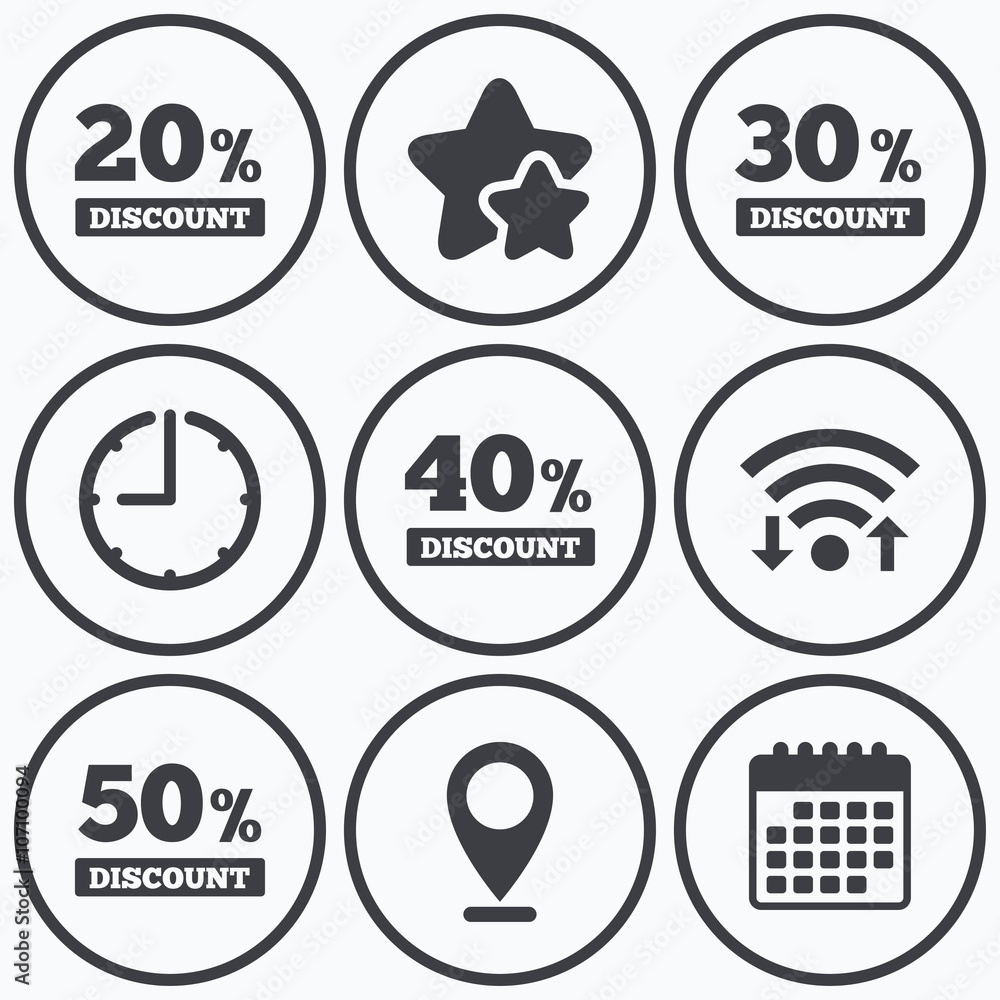 Sale discount icons. Special offer price signs.