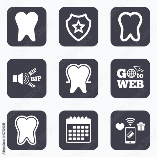 Tooth enamel protection icons. Dental care signs