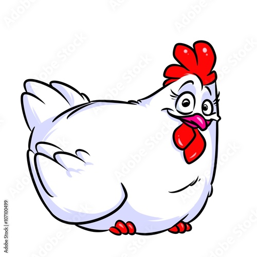 White chicken cartoon illustration isolated image animal character 