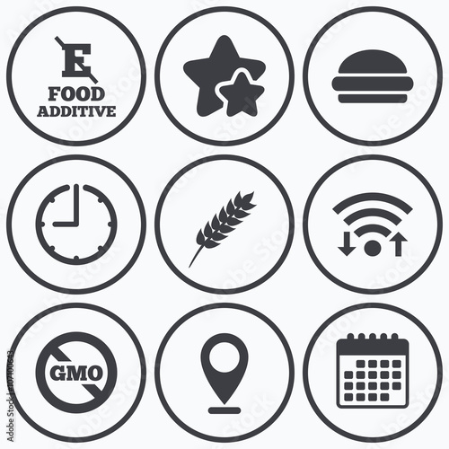Food additive icon. Hamburger fast food sign.