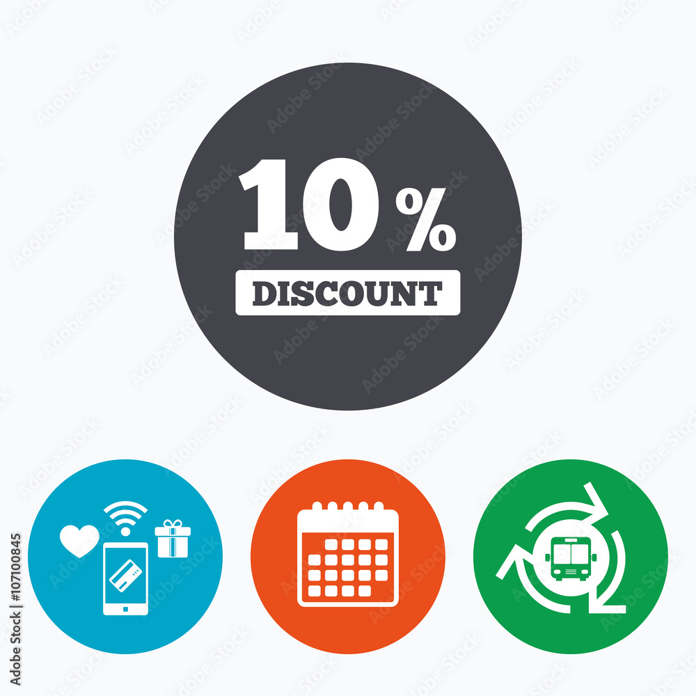 10 percent discount sign icon. Sale symbol. 10 percent discount sign icon. Sale symbol.