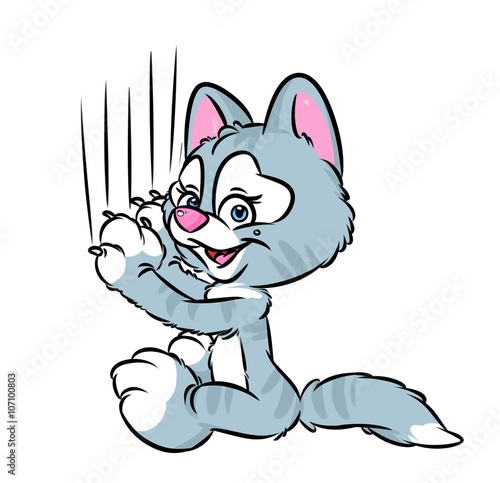 Cat scratch wall cartoon illustration animal character 