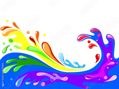 Multicolored water splash