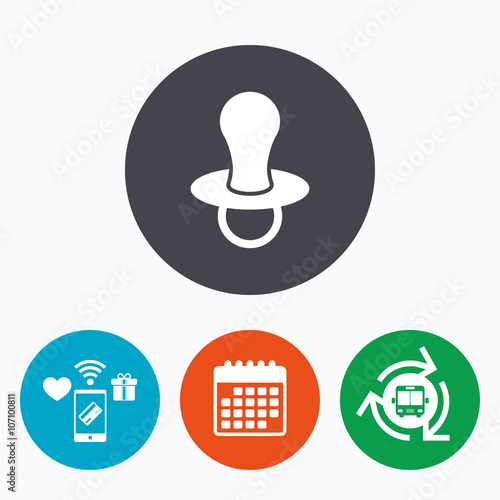 Baby's dummy sign icon. Child pacifier symbol.