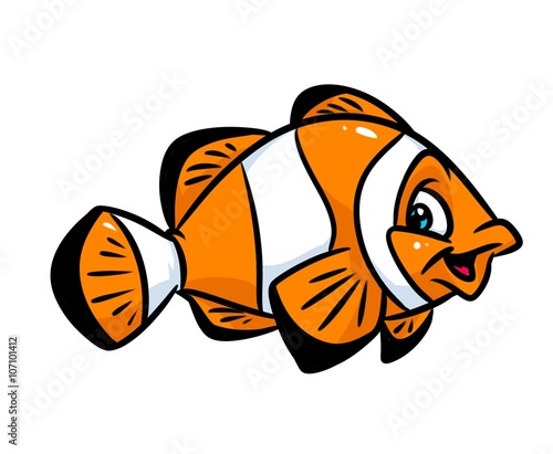 Clown fish cartoon illustration isolated image animal character 