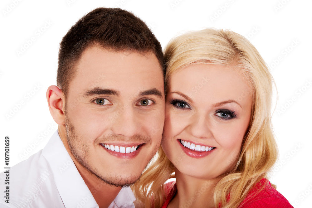 Closeup portrait of beautiful young couple Closeup portrait of beautiful young couple