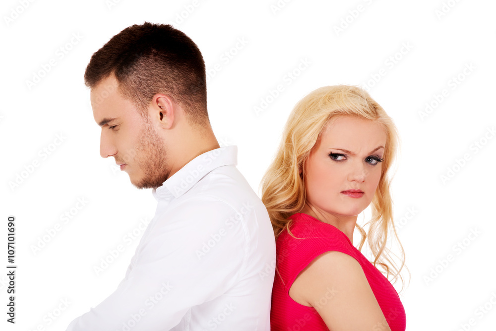 Quarreling couple not talking to each other Quarreling couple not talking to each other
