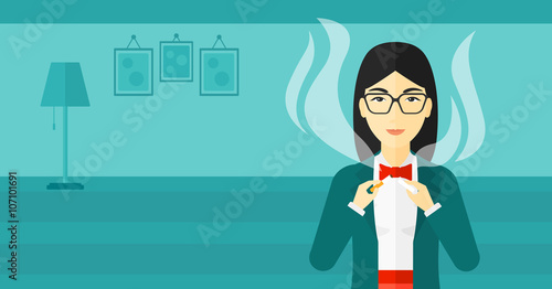Woman quit smoking.